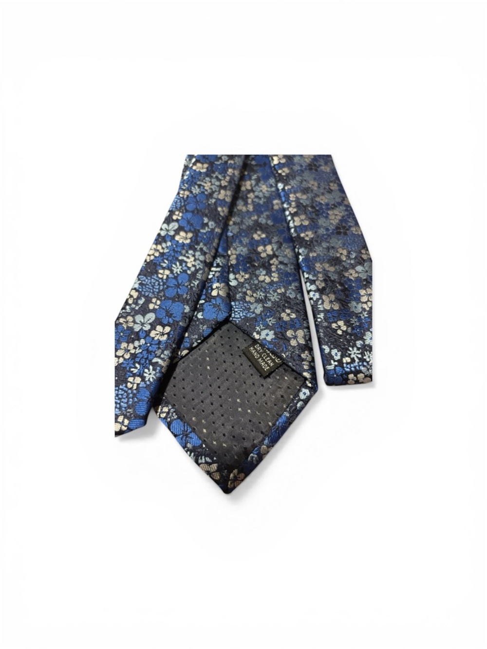 Navy Floral Men's Tie - Classic Blue Pattern - Picture 3 of 3